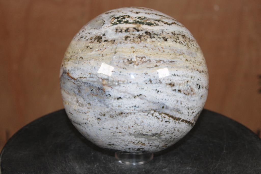XL OCEAN JASPER Mineral Sphere with Druzy Crystal Caves, Weight: 13 lbs (1 of 9)