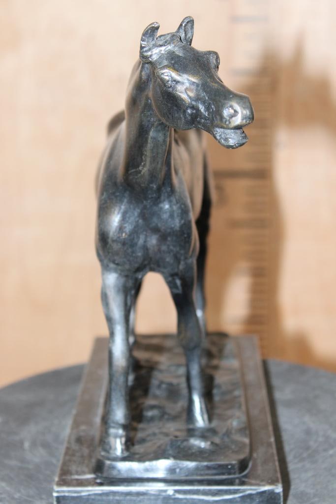 Standing HORSE Bronze Sculpture on a Marble Base, Weight: 13 lbs - 2