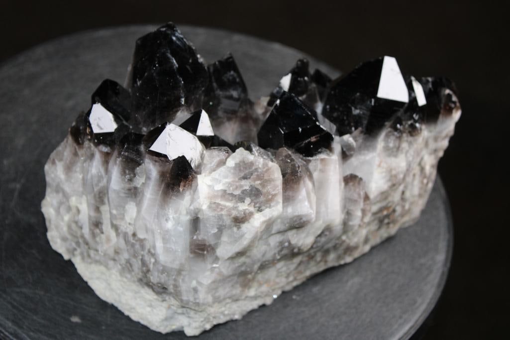Big Arkansas SMOKY QUARTZ Specimen, Weight: 8 lbs: Big Arkansas BLACK QUARTZ Specimen. It measures 9" Long x 5" Wide x 5.25" Tall and the Total Weight is 8 lbs 4 oz. Arkansas is world-renowned for its mined quartz crystals, especially from the