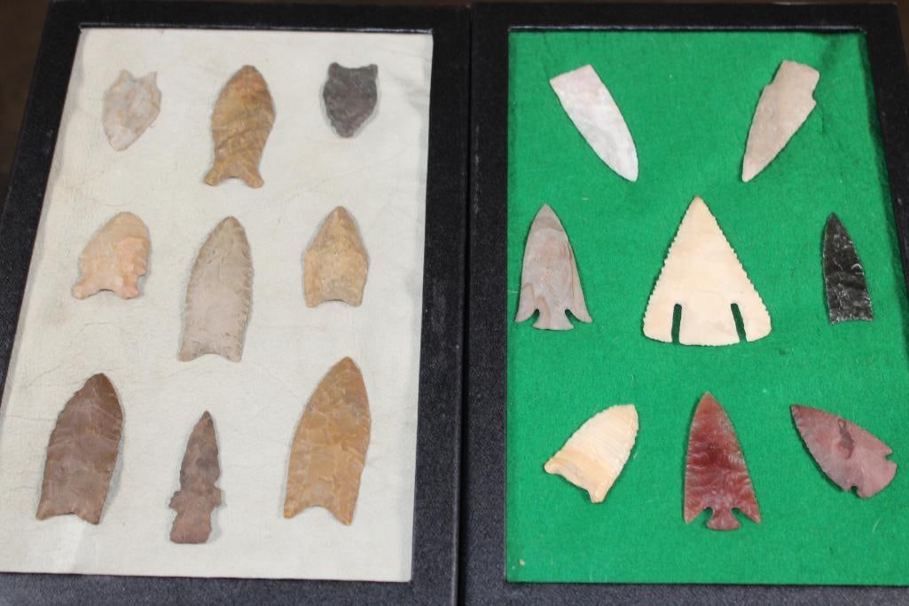 (17) Native American ARROWHEADS or Projectile Points in Display Cases (1 of 8)
