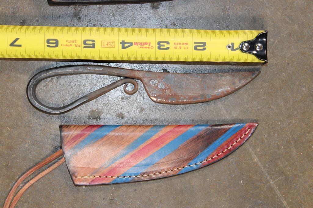 (4) Fixed Blade Damascus Steel KNIVES and (1) VIKING Dining KNIFE - 5