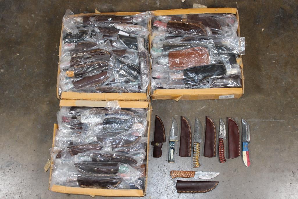 (200) *Brand New* Damascus Steel and Carbon Steel Fixed Blade and Folding KNIVES (1 of 8)