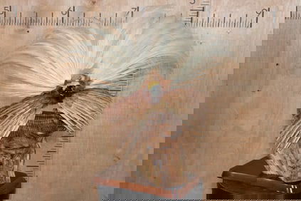 BIRD OF PARADISE Perched on a Wood Log and Plaque