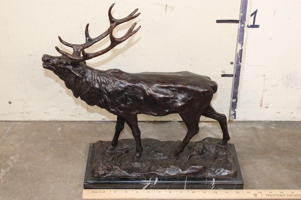 Bronze Bugling ELK Sculpture after artist P.J. Mene, on a MARBLE Base, Weight: 21 lbs (1 of 8)
