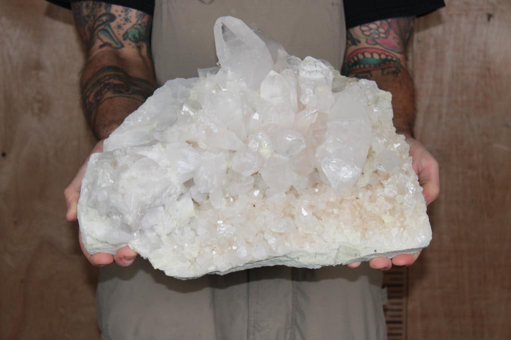 Massive Natural Arkansas CLEAR QUARTZ Cluster Specimen, Weight: 29 lbs: Massive Natural Arkansas CLEAR QUARTZ Cluster Specimen. It measures 15.5" Long x 12" Wide x 7" Thick and the Total Weight 29 lbs 7 oz. Arkansas is world-renowned for its mined quartz crystals, es