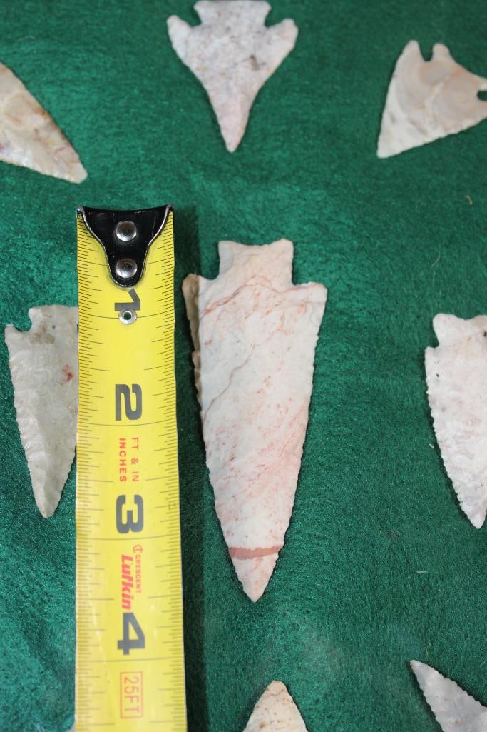 (9) Native American ARROWHEADS or Projectile Points in a Display Case - 2