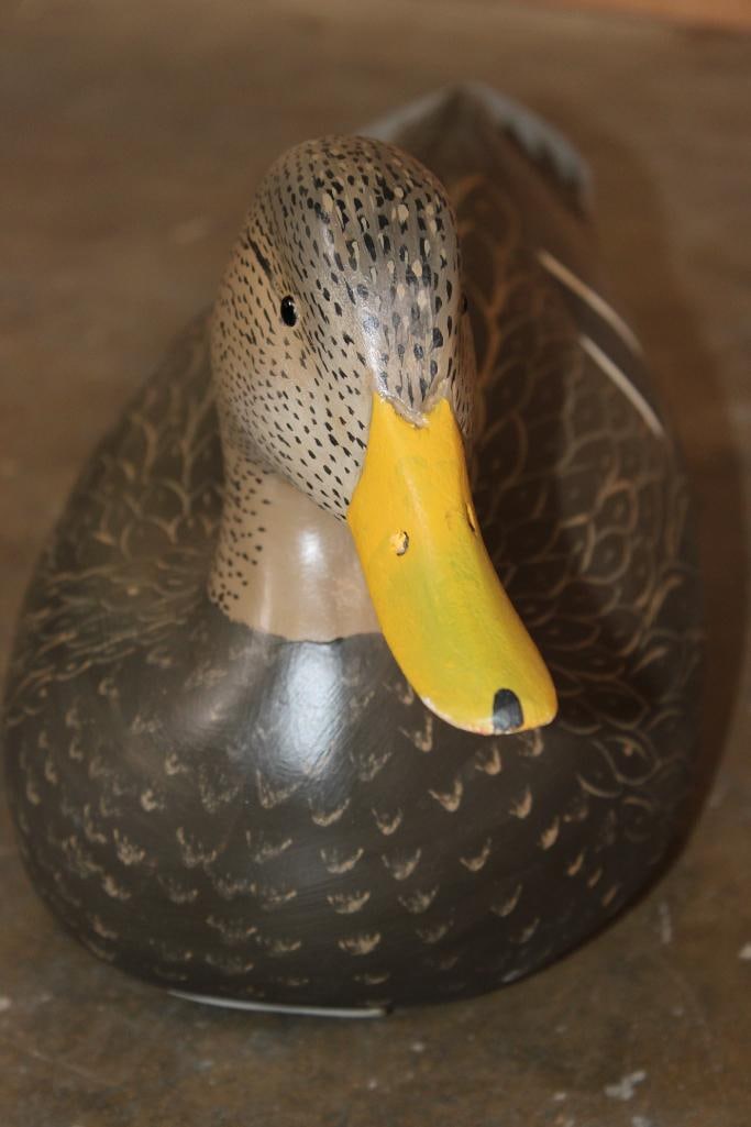 William R. Goenne Hand-carved Wooden DUCK DECOY, stamped "WRG" - 4
