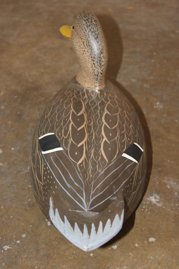 William R. Goenne Hand-carved Wooden DUCK DECOY, stamped "WRG" - 5