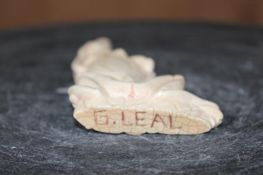 Guillermo Leal, Carved Fossilized MAMMOTH IVORY TUSK of a Tree Frog - 6