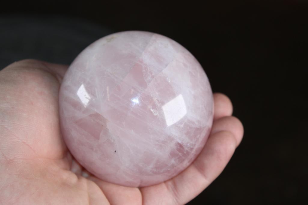 Polished ROSE QUARTZ Mineral Sphere, Weight: 1 lb - 2