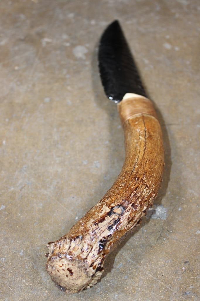 (3) Hand-made and Hand Knapped Glass Bladed Knives by artist Charles Colony - 7