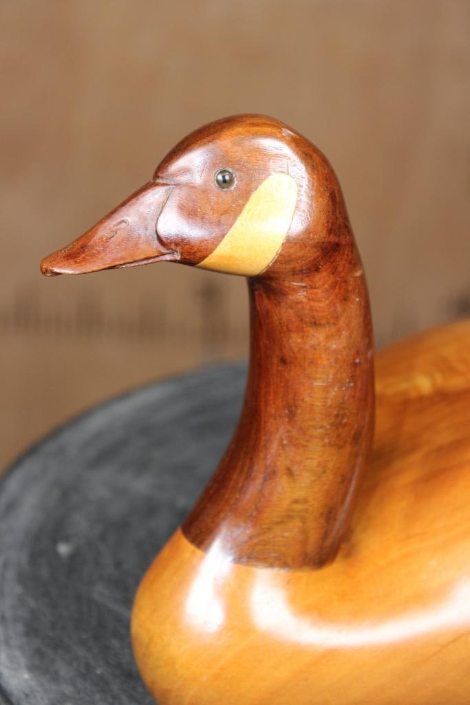 Hand-carved Walnut and Butternut Wood DUCK DECOY Signed "Charles Coates" - 3