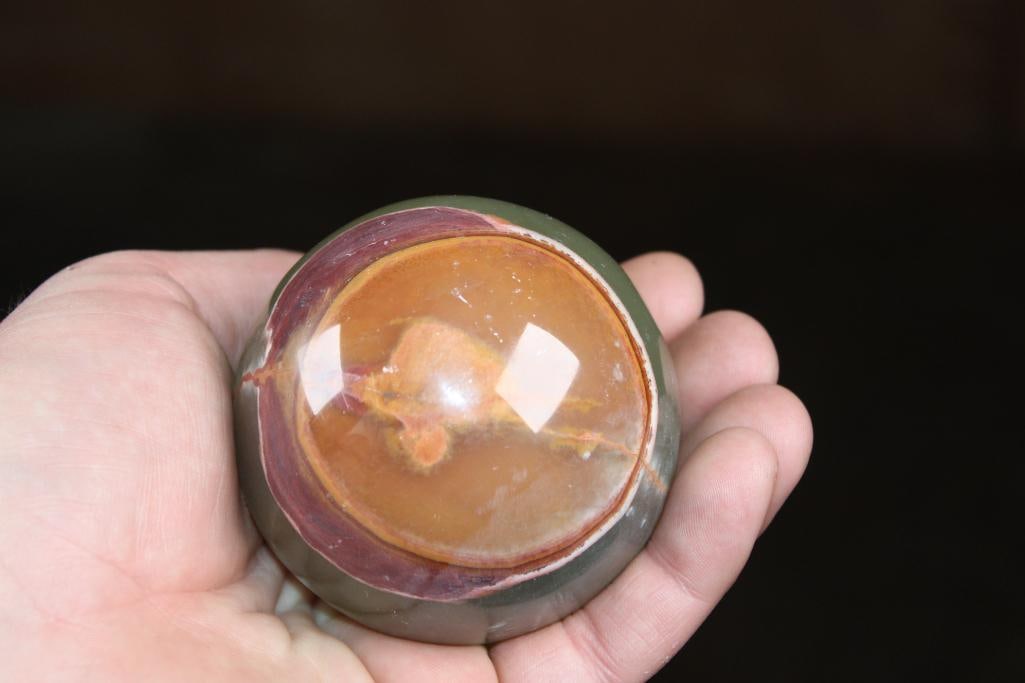 Polished GREEN BANDED ONYX Mineral Sphere, Weight: 1 lb - 2