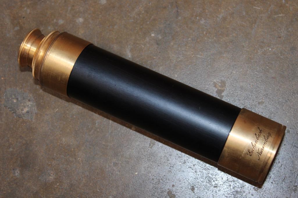 Antique 1890's "Eschenbach Nuremberg" German TELESCOPE made of Brass with a Leather Case - 2