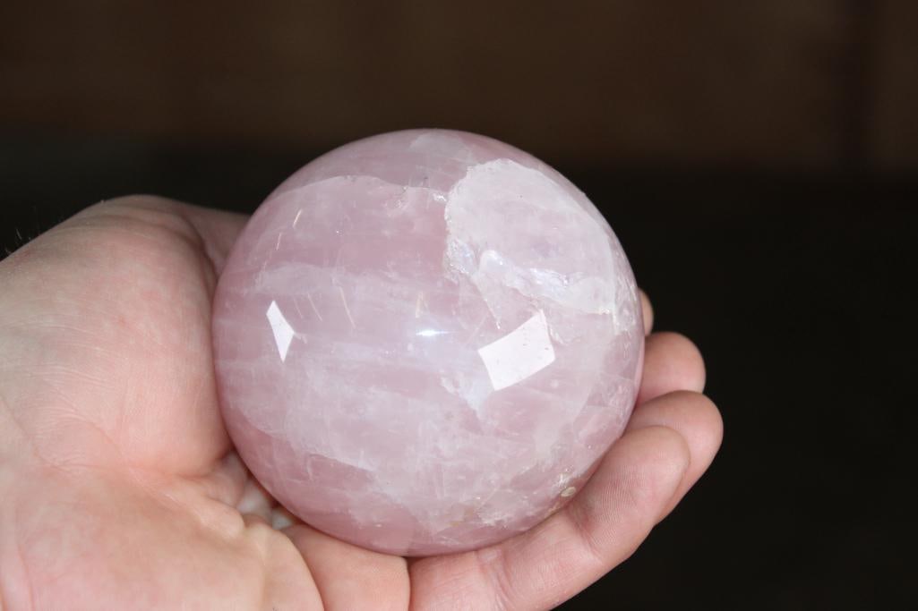 Polished ROSE QUARTZ Mineral Sphere, Weight: 1 lb - 2