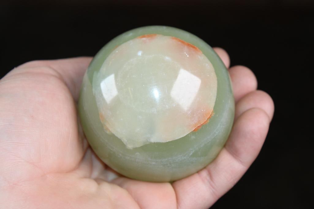 Polished GREEN BANDED ONYX Mineral Sphere, Weight: 1 lb - 2