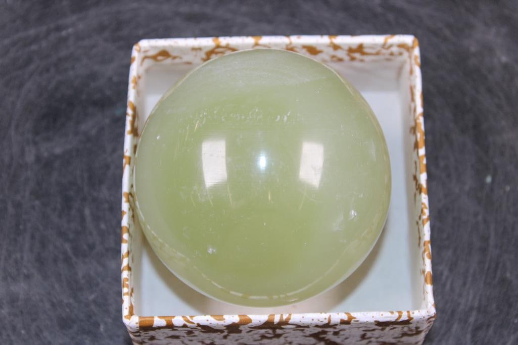 Polished GREEN BANDED ONYX Mineral Sphere, Weight: 1 lb - 3