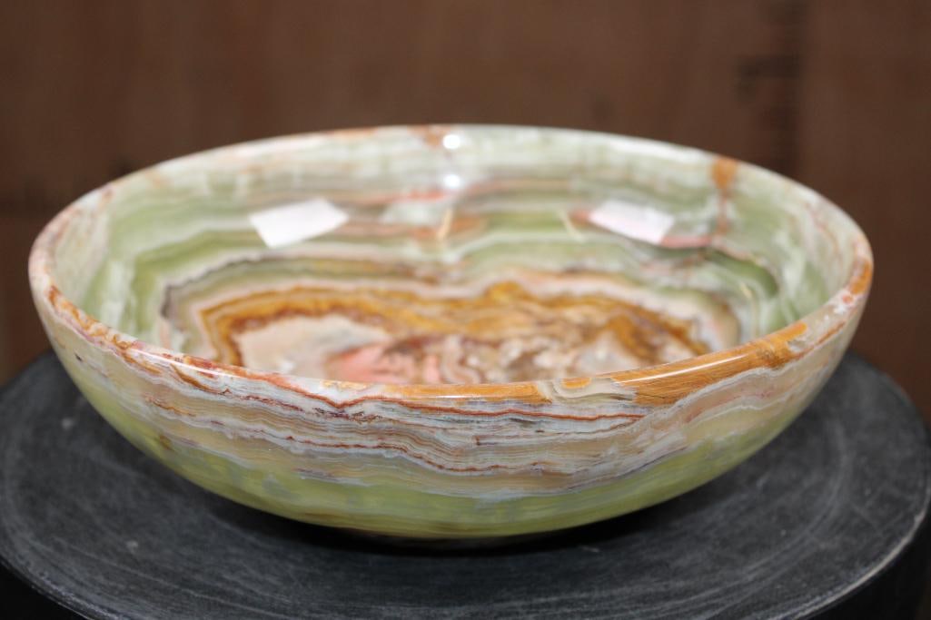 Big Polished GREEN BANDED ONYX Bowl - 2