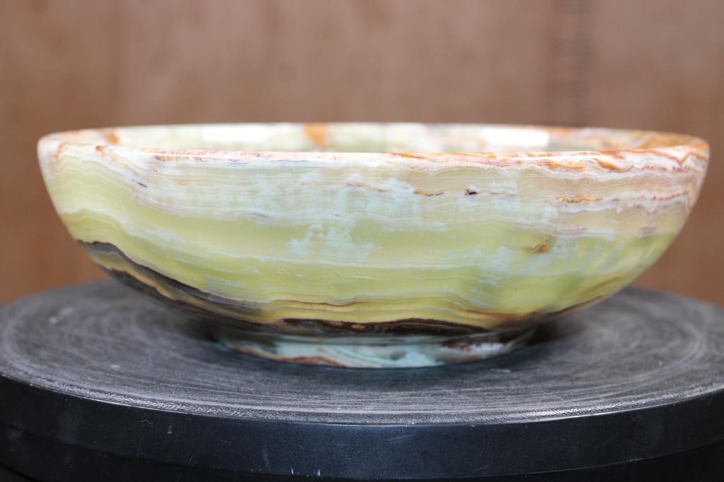 Big Polished GREEN BANDED ONYX Bowl - 4