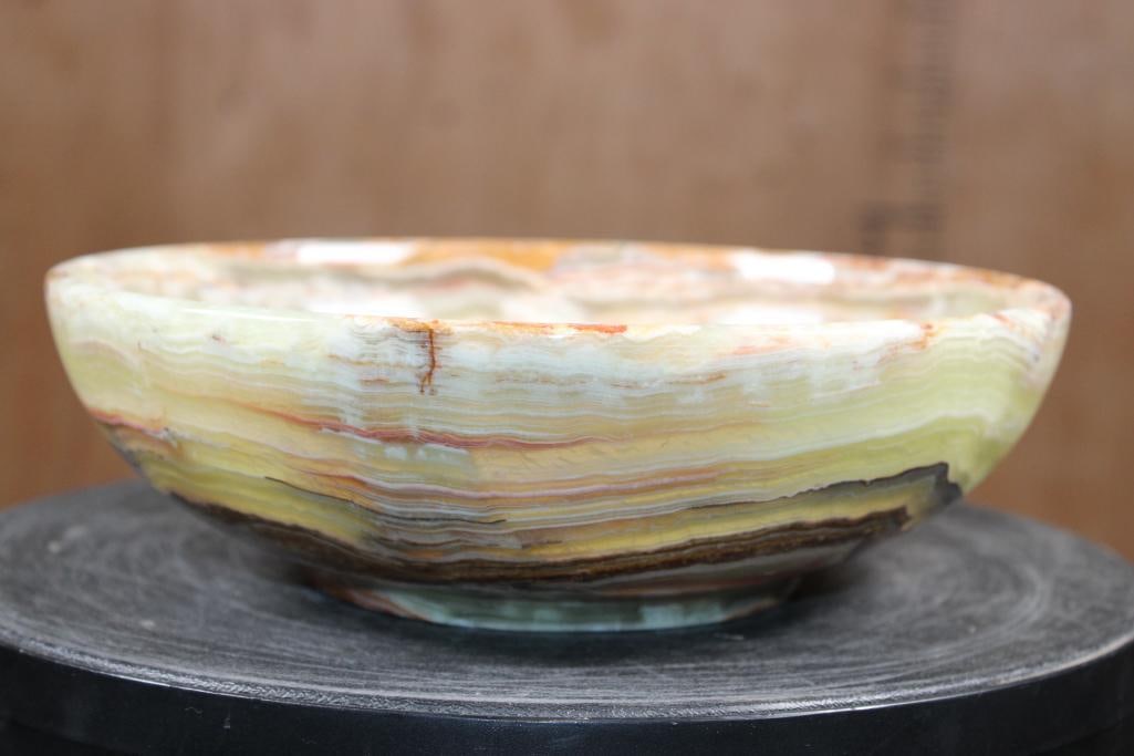 Big Polished GREEN BANDED ONYX Bowl - 5