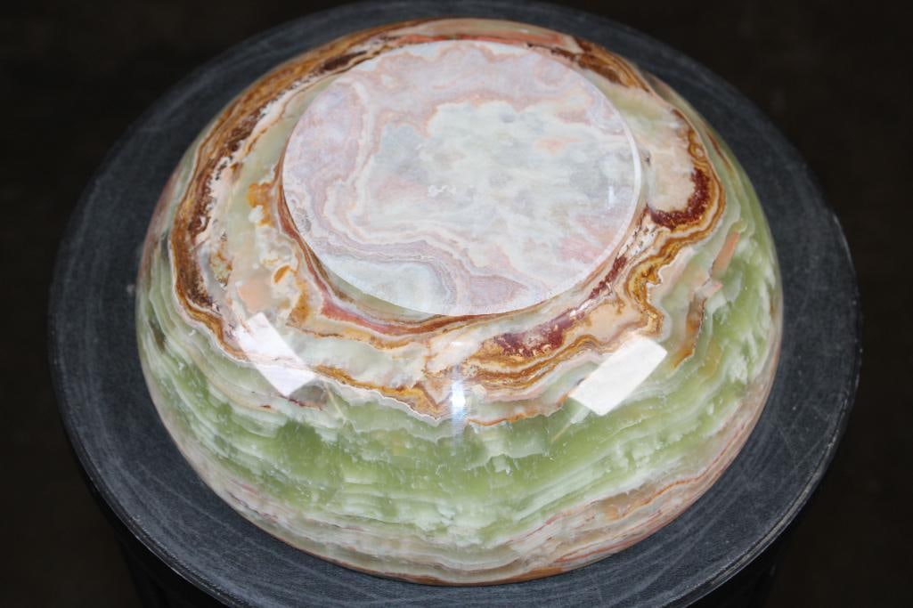Big Polished GREEN BANDED ONYX Bowl - 6