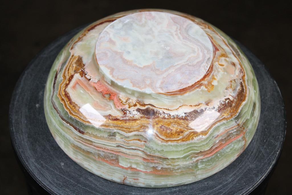 Big Polished GREEN BANDED ONYX Bowl - 7