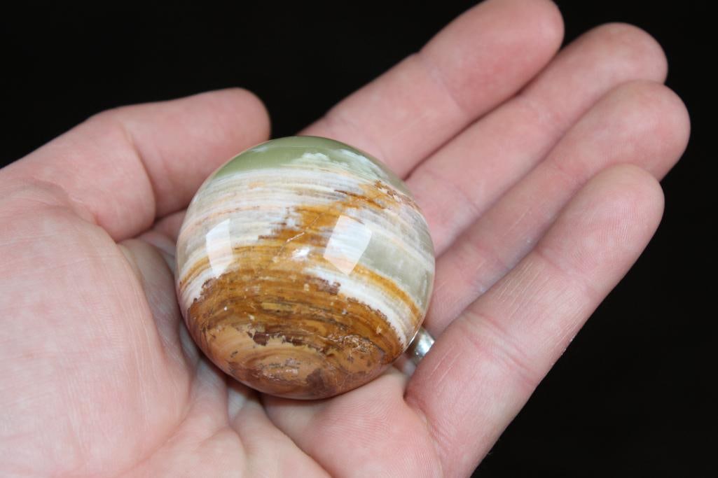 (4) Polished GREEN BANDED ONYX Mineral Spheres, Weight: 1 lb - 2