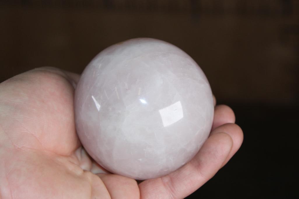 Polished ROSE QUARTZ Mineral Sphere, Weight: 1 lb - 3