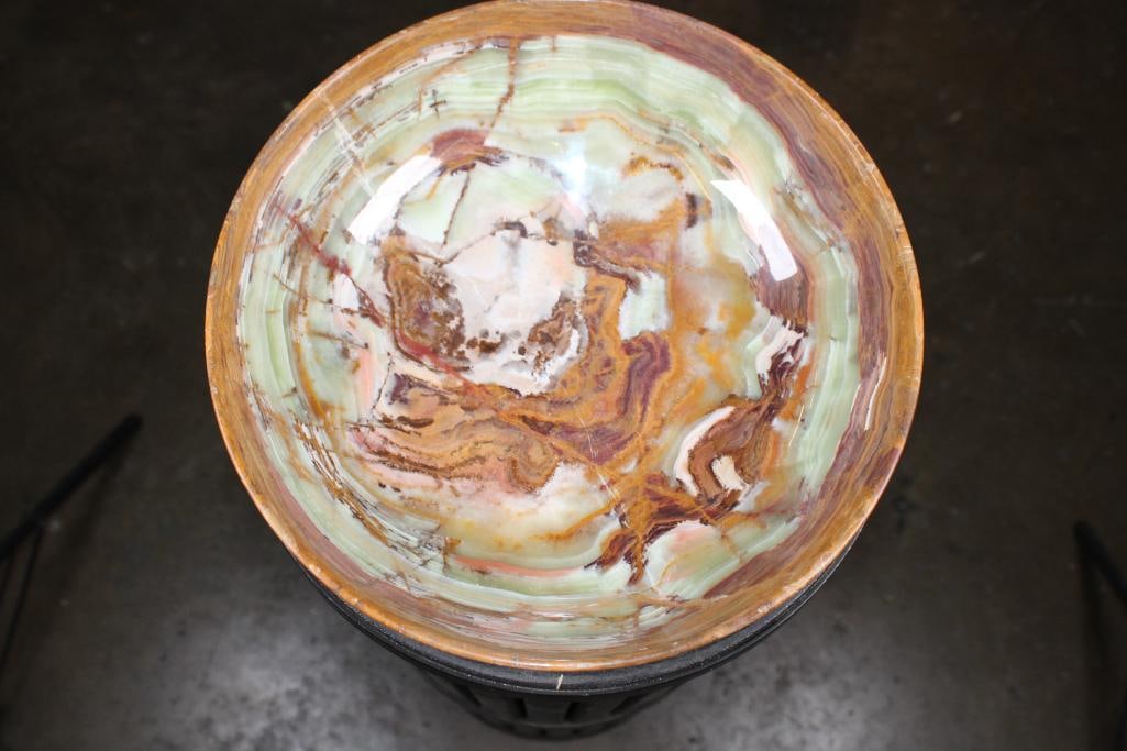 Big Polished GREEN BANDED ONYX Bowl - 2