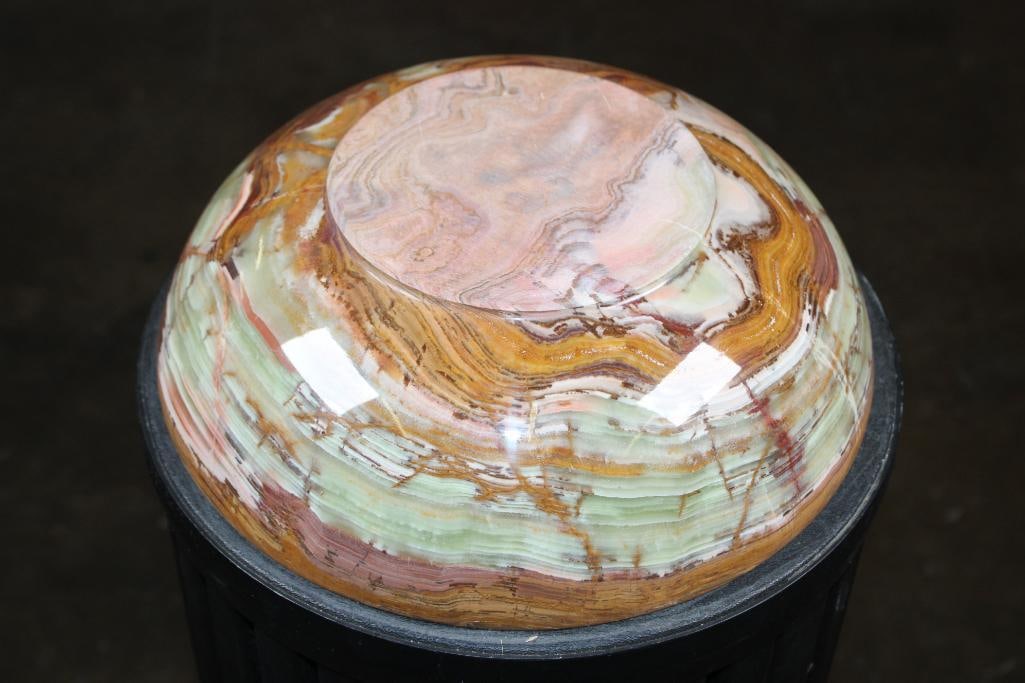 Big Polished GREEN BANDED ONYX Bowl - 7