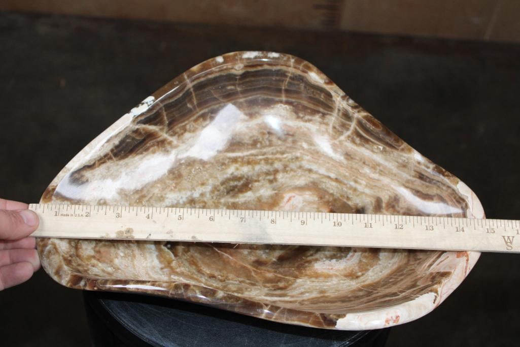 Big Polished Natural BANDED ONYX Bowl with Contoured Edges, Weight: 4 lbs - 2