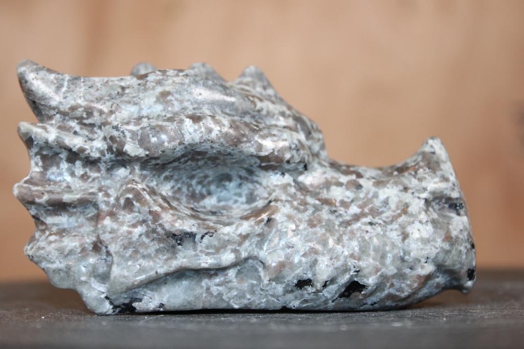 Hand-carved YOOPERLITE or "Flame Stone" Dragon Head that Glows under a UV Light! - 3