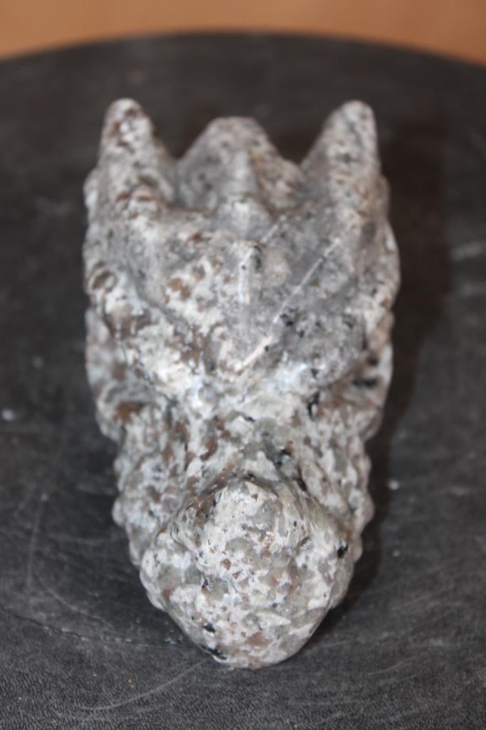 Hand-carved YOOPERLITE or "Flame Stone" Dragon Head that Glows under a UV Light! - 4