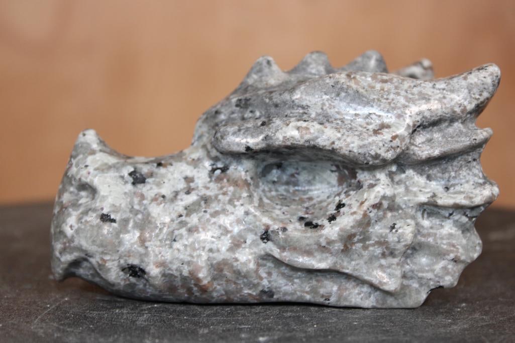 Hand-carved YOOPERLITE or "Flame Stone" Dragon Head that Glows under a UV Light! - 6