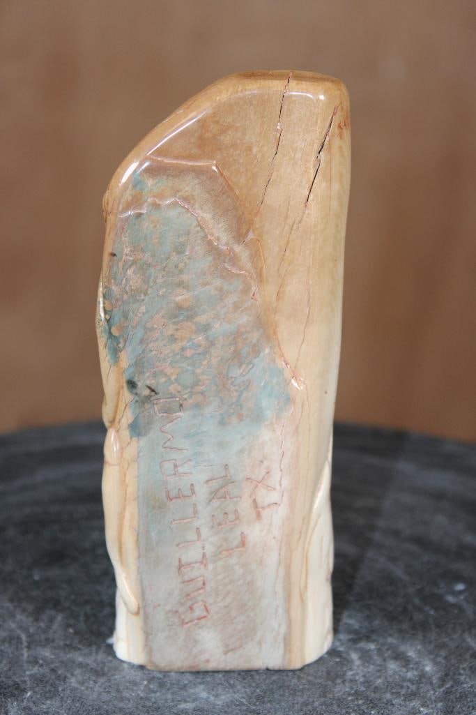 Guillermo Leal, Carved Fossilized MAMMOTH IVORY TUSK of a Saber Toothed Cat atop a Mammoth - 5