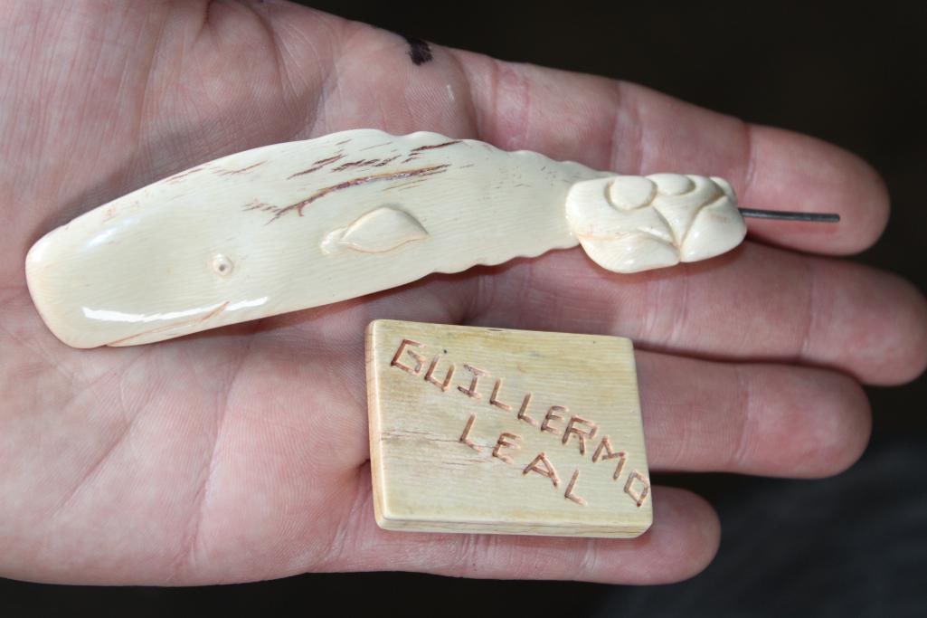Guillermo Leal, Alaskan Style Fossilized MAMMOTH IVORY TUSK Carved WHALE - 6