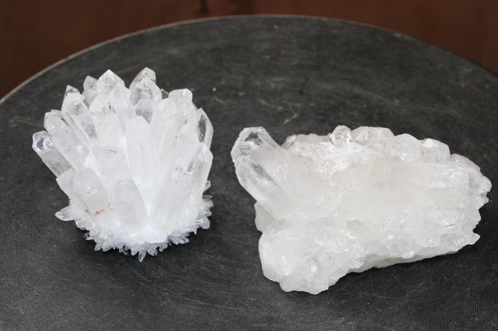 (2) Natural Clear QUARTZ CRYSTAL Clusters: 2 Natural Clear QUARTZ CRYSTAL Clusters. The Total Weight is 2 lbs. ROCKS FOSSILS MINERALS 