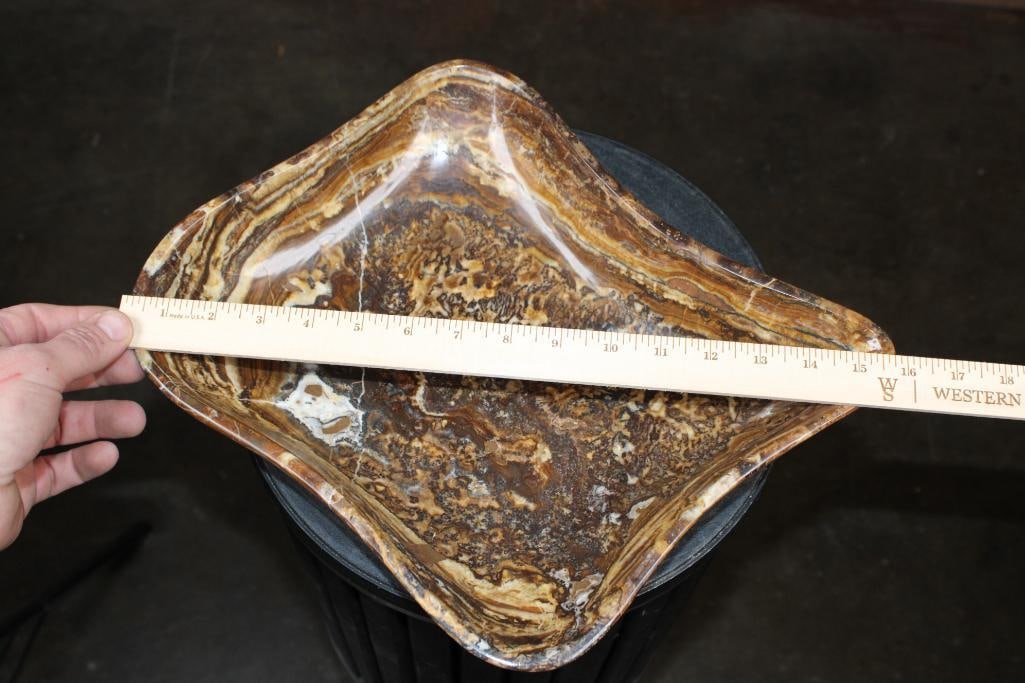 Big Formed and Polished Moroccan AMBER ARAGONITE Bowl - 2