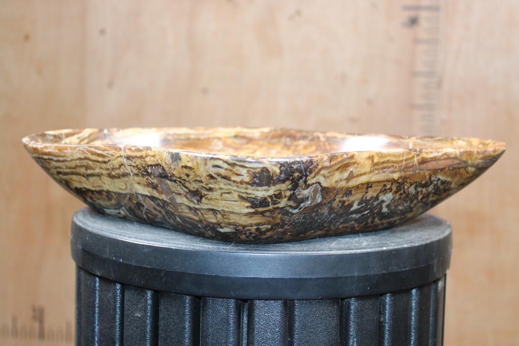 Big Formed and Polished Moroccan AMBER ARAGONITE Bowl - 3