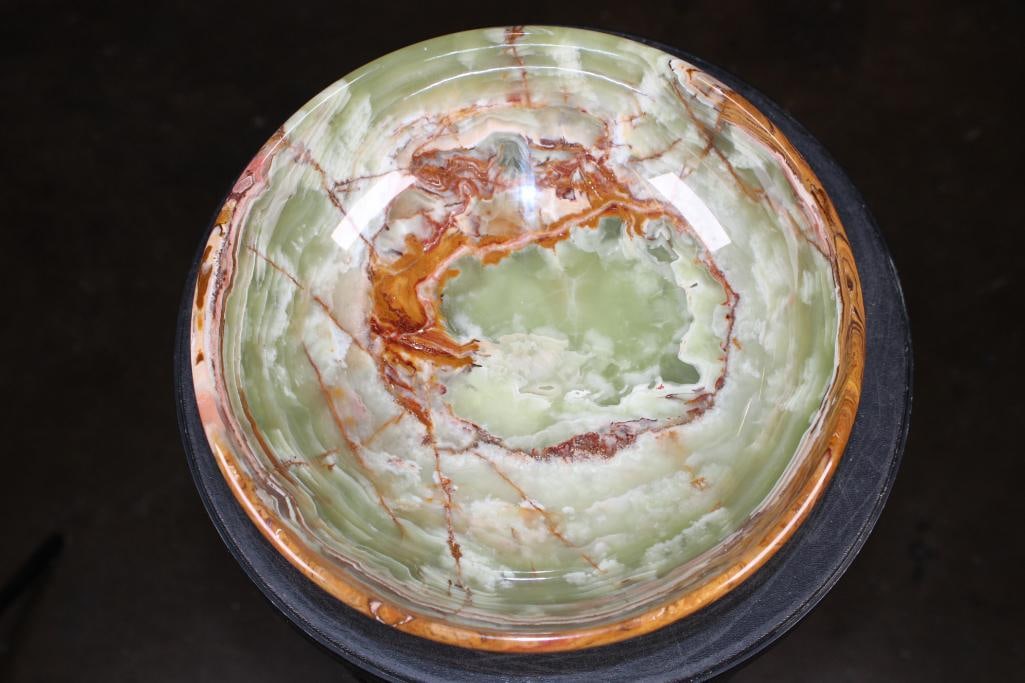 Big Polished GREEN BANDED ONYX Bowl - 2
