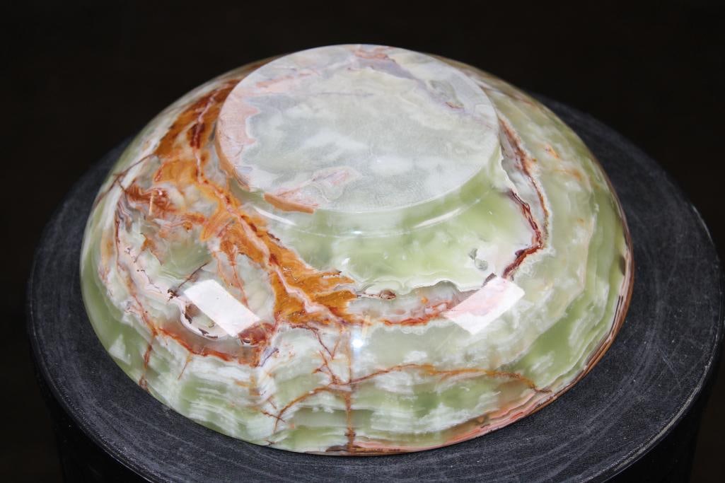 Big Polished GREEN BANDED ONYX Bowl - 7