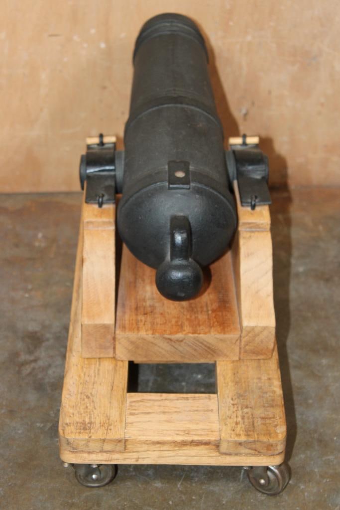 Model Cast Iron CARRONADE Naval CANNON on a Base with Wheels - 7