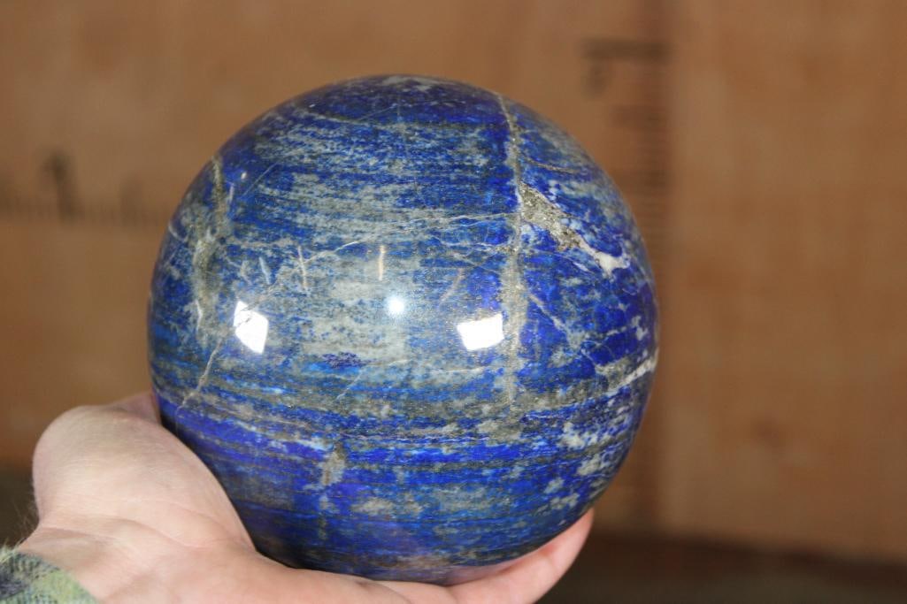 Polished XL BLUE LAPIS LAZULI with PYRITE Mineral Sphere, Weight: 9 lbs - 2