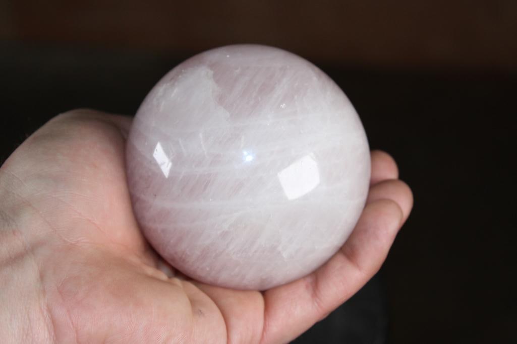 Polished ROSE QUARTZ Mineral Sphere, Weight: 2 lbs - 2