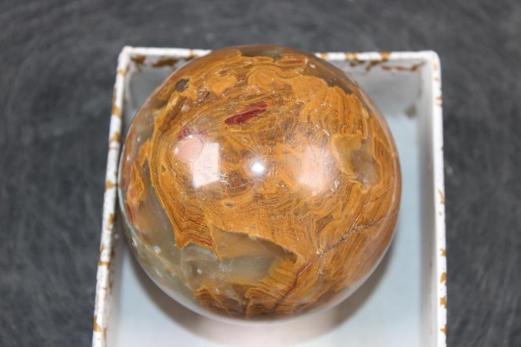 Polished GREEN BANDED ONYX Mineral Sphere, Weight: 1 lb - 5