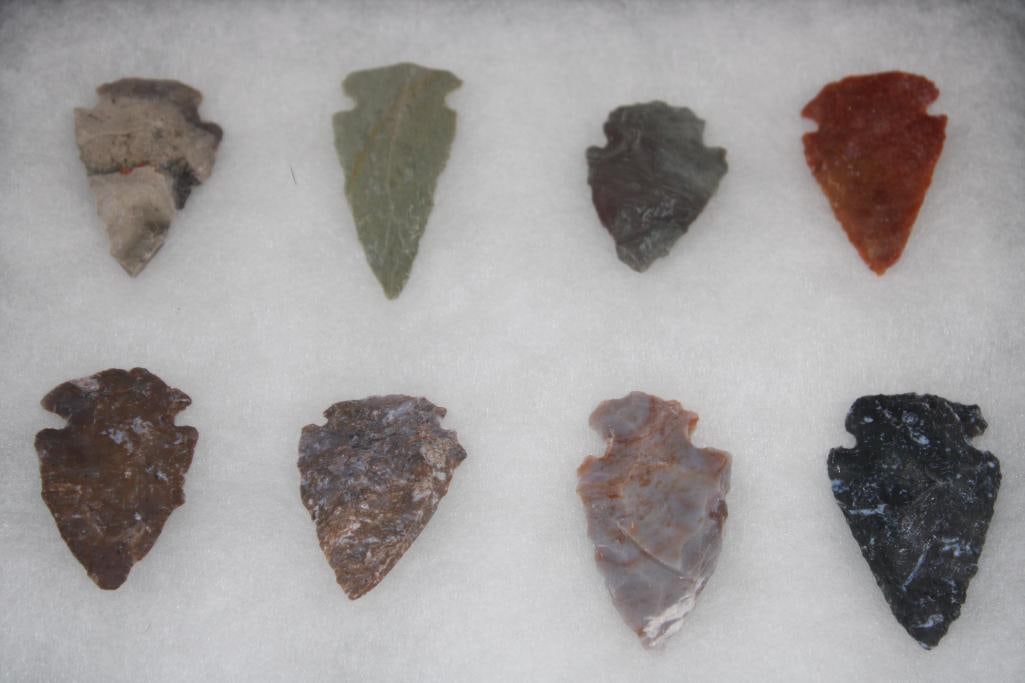 (20) Native American ARROWHEADS or Projectile Points in a Display Case - 2