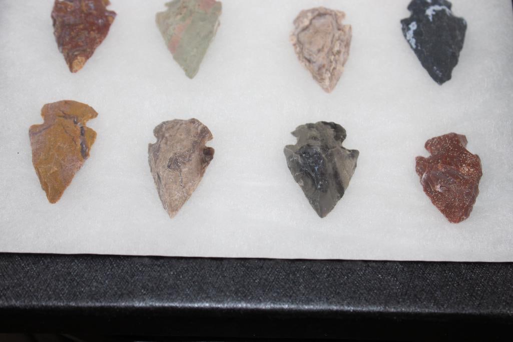 (20) Native American ARROWHEADS or Projectile Points in a Display Case - 4