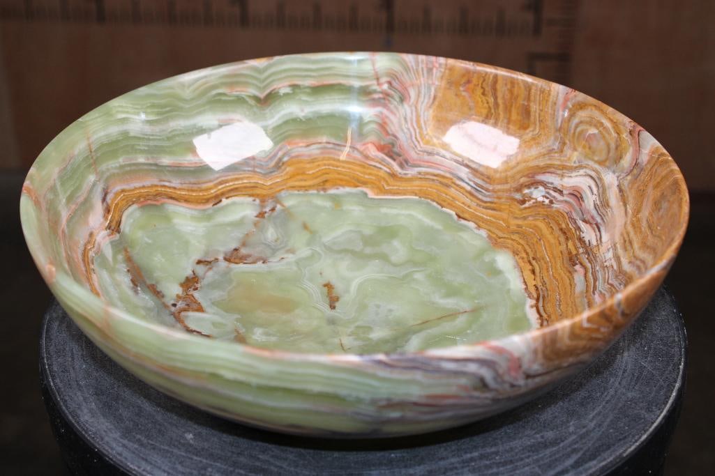 Big Polished GREEN BANDED ONYX Bowl - 2