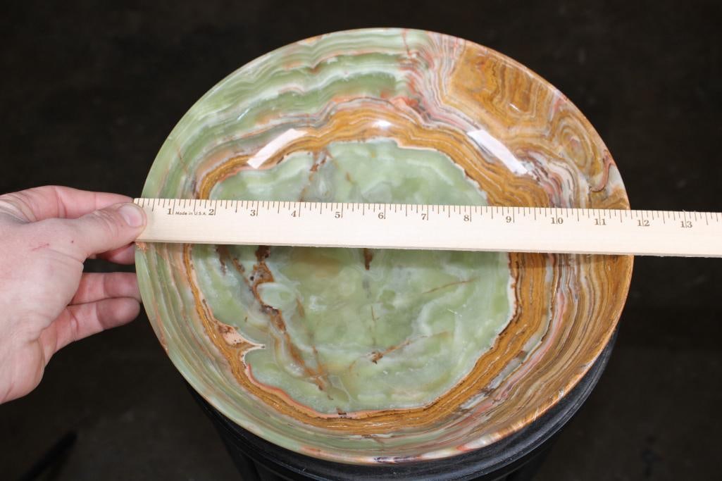 Big Polished GREEN BANDED ONYX Bowl - 3