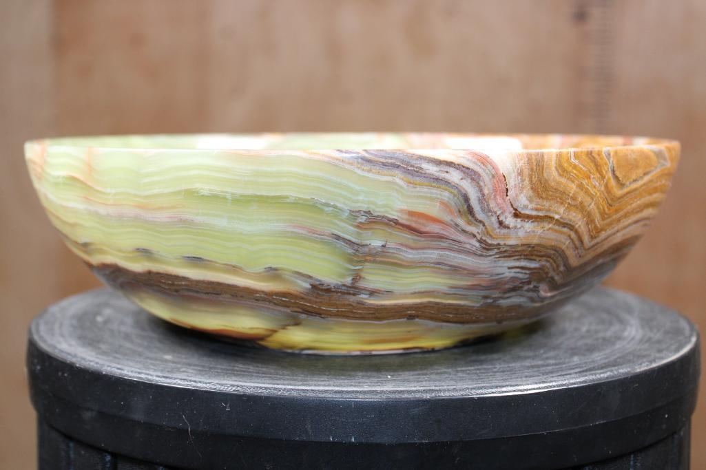 Big Polished GREEN BANDED ONYX Bowl - 4